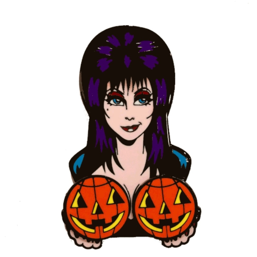 Elvira Spinning Pumpkin Enamel Pin Licensed